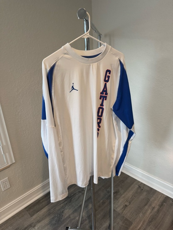 Jordan Other - Jordan White Crew Top with Royal Blue Neck Trim and Red Jumpman